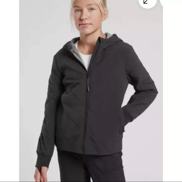 Athleta Other - Athleta Coat Girl's Jump To It Lightweight Puffer Jacket Black Hooded M (8-10)